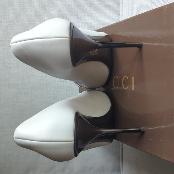 NWT GUCCI NIB leather peep toe stilettos 9.5 - Picture 6 of 10